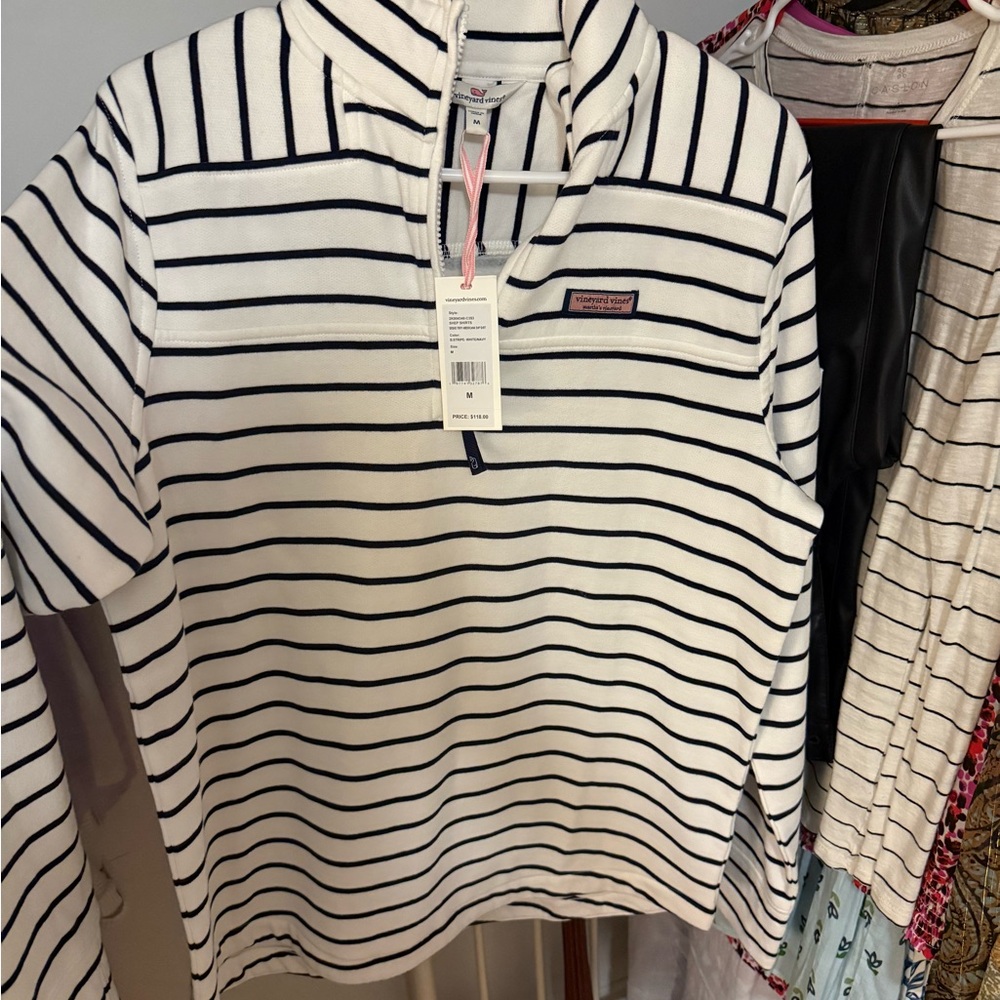Vineyard Vines Navy and White Striped Shirt